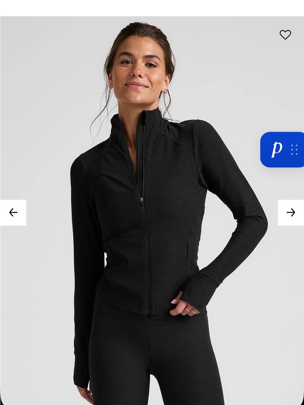 Beyond Yoga Black High-Collar Zip Jacket